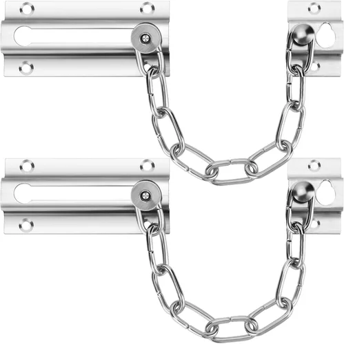 INBOF Paquete de 2 cerraduras de cadena para puerta, cerraduras de cadena de acero inoxidable para puerta interior, grosor premium con 12 tornillos