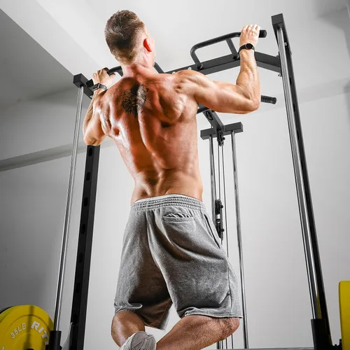 Miniatura 7 de RitFit Smith - Estante de potencia para máquina con sistema LAT-Pull Down, minas terrestres, barra de barra, clavijas de almacenamiento de placas