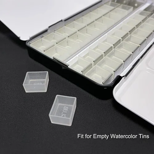 Miniatura 4 de 150 piezas de plástico transparente vacío para acuarelas – 0.07 onzas líquidas de capacidad, bandejas de pintura recargables para acuarelas sólidas