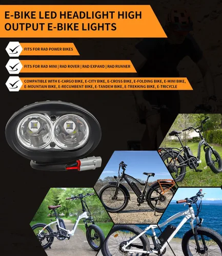 Miniatura 2 de E-Bike LED Headlight for Rad Power Bikes Mini Rover Expand Runner, High Output E-Bike LED Lights Head Light with Mounting Bracket and E-Bike Plug