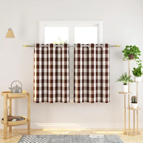Miniatura 118 de Cortinas de 24 pulgadas de largo con diseño Buffalo Check Gingham Plaid para ventanas de cocina y baño, tratamiento para ventanas con 2 paneles