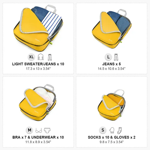 Miniatura 4 de Gonex Cubitos de embalaje de compresión, 3 unids4 unidades, expansibles, bolsas de equipaje de viaje, organizadores