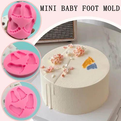 Miniatura 3 de Molde de silicona 3D para pies de bebé, 4 piezas, molde de chocolate para pies de bebé, decoración de pastel de ducha, molde para hornear bricolaje