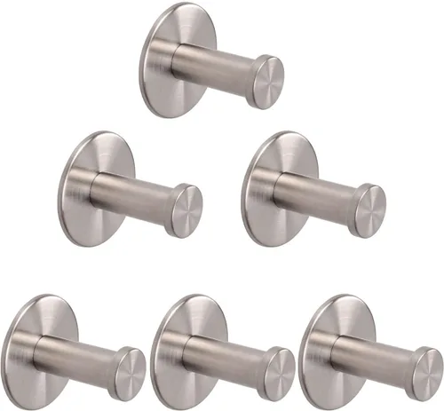 Miniatura 11 de Ganchos para Toallas de Baño, Paquete de 6 Ganchos Autoadhesivos para Abrigos, Gancho Resistente para Bata Sin Perforación, Colgador de Ropa Negro 6