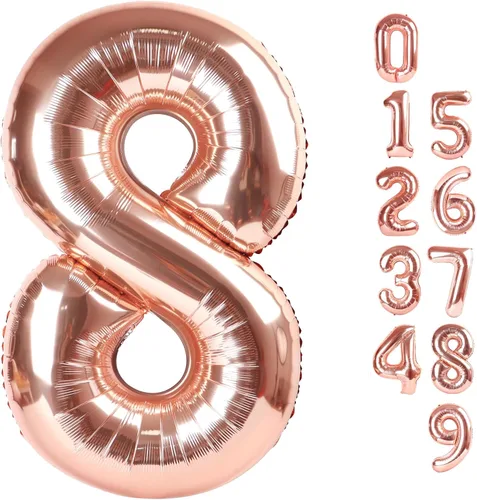 Miniatura 105 de Globos de números de 5 globos de 40 pulgadas, decoraciones de cumpleaños azules para niños y niñas, globos de números azul marino grandes