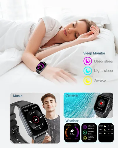 Miniatura 5 de RIVERSONG Reloj inteligente para hombres y mujeres (respuesta/hacer llamadas), rastreador de actividad física de 1.85 pulgadas con más de 100 modos