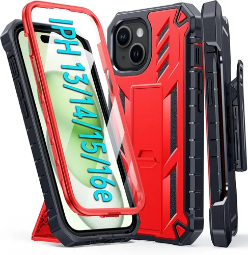 Miniatura 11 de FNTCASE Funda para iPhone 15: para iPhone 14, 13 y 16e, funda militar a prueba de golpes, funda resistente para teléfono celular con soporte y funda