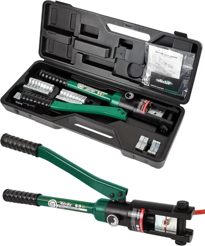Miniatura 8 de Pinza Hidráulica para Lengüetas de Cable 10 TON USA 12 AWG a 00 (2/0) Kit de Herramienta de Alambre y Terminal de Cable Eléctrico con 9 Troqueles