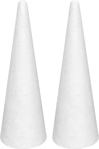 Miniatura 7 de Crafjie Conos de espuma para manualidades y manualidades (4.1 x 13.6 pulgadas, paquete de 2), conos de espuma de árbol de Navidad de poliestireno