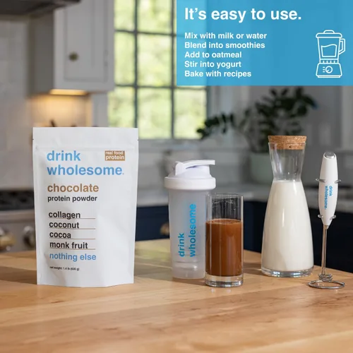Miniatura 3 de drink wholesome Proteína de colágeno de chocolate en polvo para estómagos sensibles Proteína de alimentos integrales mínimamente procesada Sin