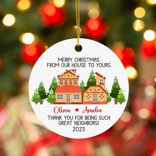 Miniatura 4 de Adorno de Navidad con texto en inglés «Thank You for Being Great Neighbor», adorno de Navidad personalizado para el mejor amigo, regalo de amistad