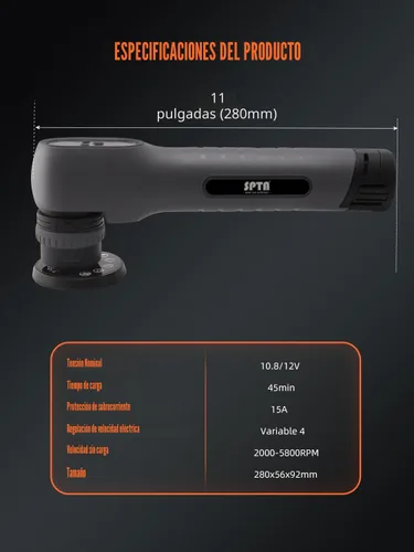 Miniatura 2 de SPTA - Mini pulidora inalámbrica, pulidora inalámbrica de 12 V para pulido detallado, pulidora inalámbrica para automóvil, pulidora de búfer RO&DA