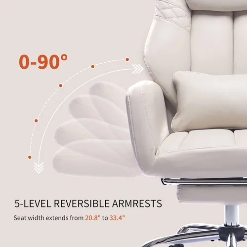 Miniatura 3 de Silla de oficina con respaldo alto cruzado con reposapiés, silla de escritorio ergonómica con patas cruzadas con reposabrazos abatible, acogedora
