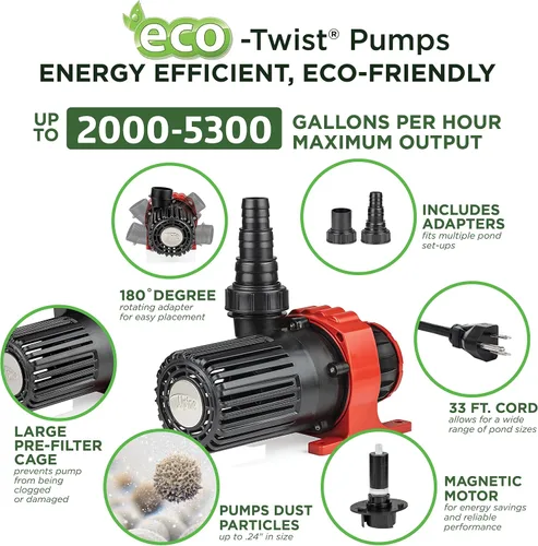 Miniatura 4 de Alpine Corporation Eco-Twist - Bomba de estanque de 5300 GPH de ahorro de energía con controlador y cable de 33 pies