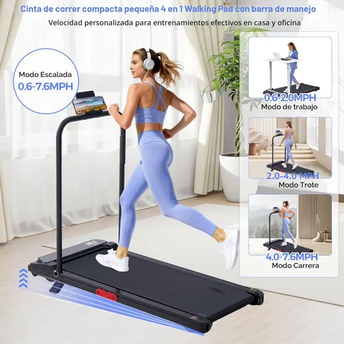 Miniatura 2 de KASSADIN Walking Pad with Handle Bar, 2026 Upgrade Portable Small Treadmill with Handles for Home Small, 3.0HP Under Desk Walking Pad Treadmill with