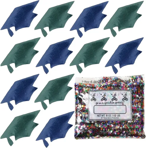 Miniatura 25 de Confetti Grad Cap Negro, Azul Marino Combo - 2 bolsas de media onza (1 oz)
