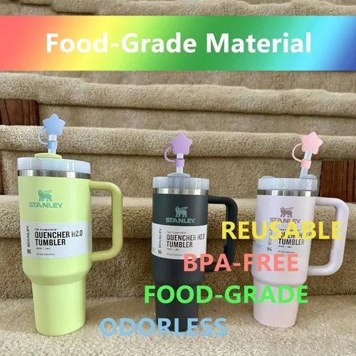 Miniatura 4 de Juego de 4 fundas de popote con diseño de estrella compatibles con vasos Stanley de 30 y 40 onzas, reutilizables, bonitas puntas de popote