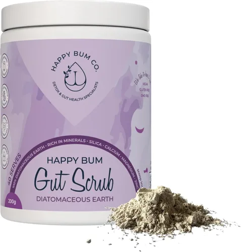 Happy Bum Exfoliante intestinal – Tierra de diatomeas de grado alimenticio para humanos | Polvo mineral que apoya la salud intestinal, alivio de la