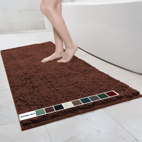 Miniatura 28 de Muddy Mat Alfombras de Baño de Chenilla de Microfibra de Secado Rápido Antideslizantes Lavables, Extra Gruesas, Suaves y Altamente Absorbentes Gris