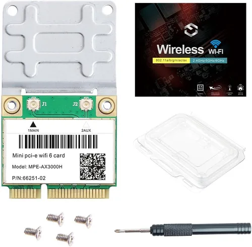 Tarjeta WiFi 6 MPE-AX3000H de doble banda 2.4 GHz y 5 GHz BT 5.2 160 MHz canal medio mini PCIe hasta 574 Mbps (2.4 GHz) + 2.4 Gbps (5 GHz)