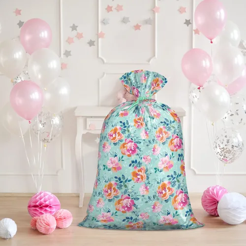 Miniatura 6 de Loveinside Bolsa de regalo de plástico grande jumbo, bolsa de plástico de diseño floral con etiqueta y corbata para cumpleaños, día de la madre
