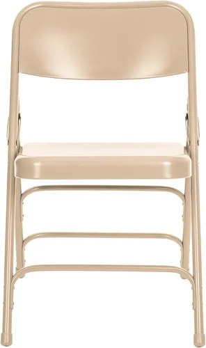 Miniatura 4 de OEF Furnishings Serie OEF300 Sillas Plegables de Acero Premium de Servicio Pesado, Sillas Comerciales de Metal con Triple Refuerzo y Bisagras Beige