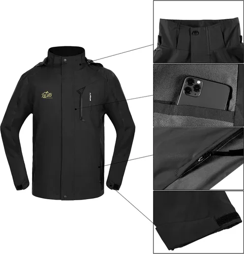 Miniatura 3 de TEZO Chaqueta impermeable para hombre, con capucha, rompevientos ligera