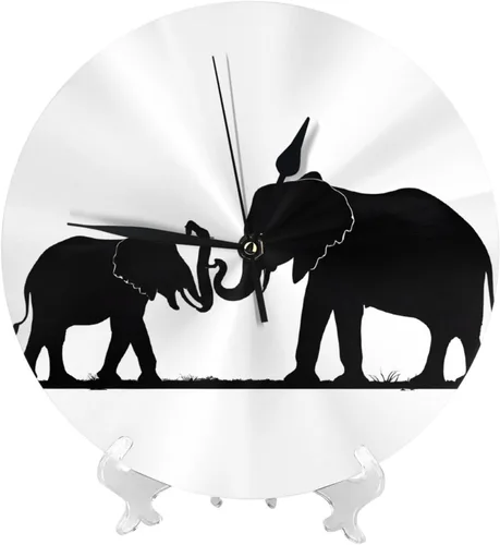 Miniatura 2 de Old Elephant and Young Elephant Round Wall Clock,10 Inch Round Easy to Read for Home Office & School Decor Clock