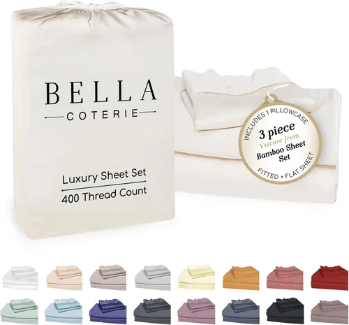 Miniatura 59 de Bella Coterie - Juego de sábanas de lujo de viscosa de bambú para cama tamaño split king 2 sábanas ajustadas para camas Sleep Number y camas 06