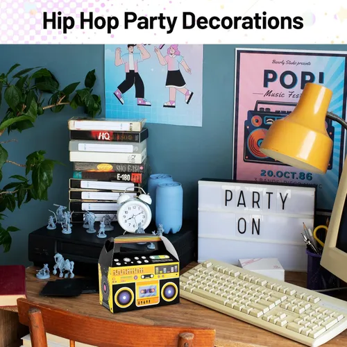 Miniatura 6 de 12 piezas de decoraciones de fiesta de hip hop, decoraciones de fiesta de los años 80 y 90, cajas de recuerdo novedosas, caja de regalo de radio