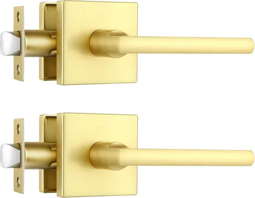 Miniatura 18 de Paquete de 1 pomo de puerta dorado, manija dorada para puerta interior con acabado de latón satinado, manijas de puerta de privacidad