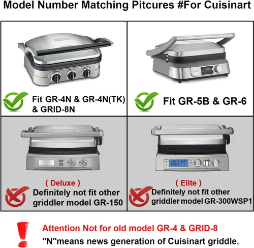 Miniatura 2 de Placas de gofres solo para Cuisinart Griddler GR-4N, GR-5B, GR-6 y GRID-8N Series, revestimiento antiadherente para hornear placas de gofres por