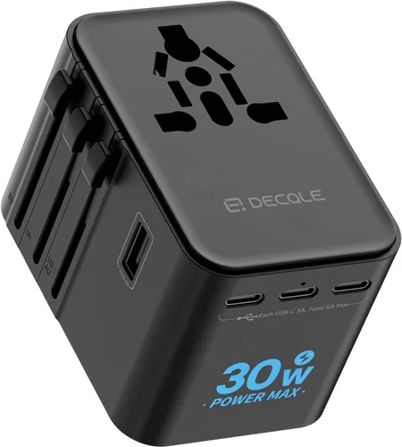 Miniatura 27 de Adaptador de viaje universal, adaptador de enchufe de viaje internacional con 2 puertos USB-C y 2 puertos USB-A, con toma de corriente AC adicional