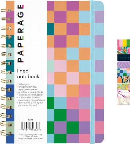 Miniatura 16 de PAPERAGE Cuaderno de espiral rayado, (azul marino, verde oliva, kraft), paquete de 3, 160 páginas, tamaño mediano de 5.5 x 8 pulgadas, papel grueso