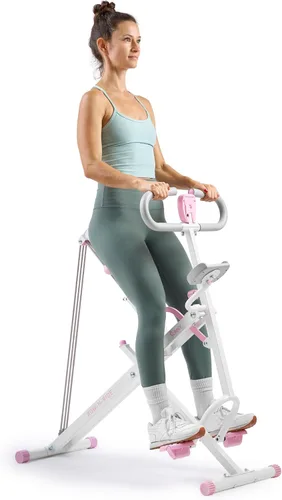 Sunny Health & Fitness Smart Upright Row-N-Ride Trainer w/Adjustable Resistance & 330LB Weight Capacity, Foldable Home Exercise Equipment for Arm,