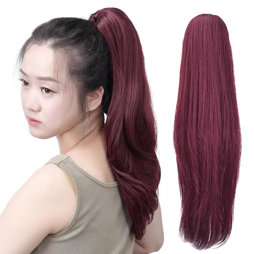 Miniatura 23 de SYXLCYGG Auburn Clip Cola de caballo Clip Cola de caballo Extensión de cola de caballo ondulado 10 pulgadas 3.5 oz pelo sintético falso pieza