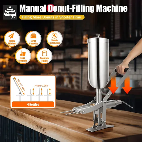 Miniatura 2 de Máquina de llenado manual de churro Máquina de llenado de churro español 5L Máquina de llenado de rosquillas de acero inoxidable para comercial