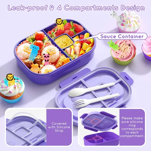 Miniatura 2 de Lonchera Bento para niños y adultos, estilo bento, 44.0 fl oz, tamaño de porción ideal a prueba de fugas, para adolescentes y niños, sin BPA