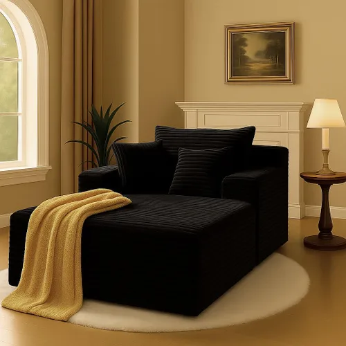 Miniatura 17 de COMHOMA - Sofá seccional modular de 105" con asiento profundo, sofá en forma de L tapizado en nube, brazos anchos, tela de corduroy, chaise lounge