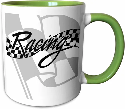 Miniatura 10 de 3dRose Taza de café, tamaño – 15 oz – Bandera de carreras a cuadros en blanco y negro PS Creations – divertido regalo de taza de café
