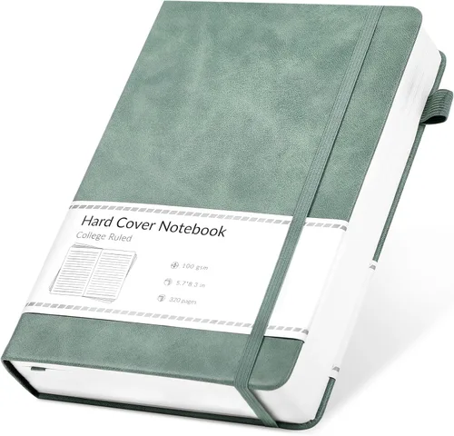 Miniatura 33 de CAGIE Cuaderno rayado, 320 páginas cuaderno rayado grueso para la universidad, papel de 100 g/m², diarios de tapa dura de cuero A5 para escribir Azul