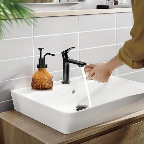 Miniatura 7 de Dispensador de jabón de vidrio ámbar, dispensador pequeño de jabón de manos para baño, botella de jabón líquido y loción con bomba, dispensador