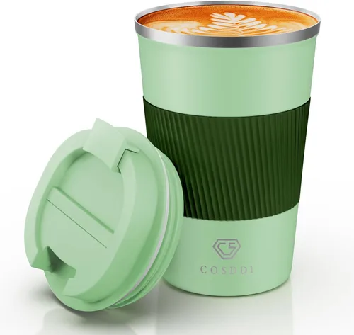 Miniatura 9 de Vaso térmico de acero inoxidable de 12 onzas con aislamiento al vacío, taza de viaje a prueba de derrames con tapa, para mantener caliente/café