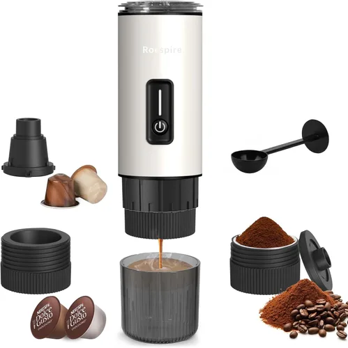 Miniatura 9 de Cafetera de café espresso portátil 3 en 1 de 20 bares, de acero inoxidable, se adapta a cápsulas de café molido y Nespresso USB-C recargable