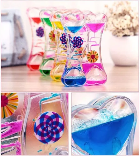 Miniatura 6 de MG554zy0 Doble Corazón Líquido Movimiento Burbuja de Goteo Aceite de Arena Reloj Temporizador Reloj de Juguete para Niños Regalo Doble Corazón