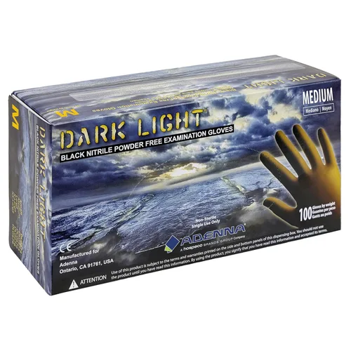 Adenna DLG675 Dark Light - Guantes de examen de nitrilo sin polvo de 9 mil (negro, mediano), caja de 100 unidades