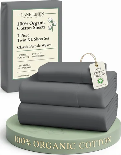 Miniatura 116 de LANE LINEN Sábanas 100% algodón orgánico para cama tamaño King, sábanas de percal suave, transpirables, de lujo, estilo hotelero, lavables a 09