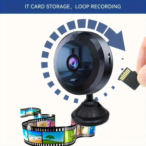 Miniatura 4 de Mini cámara de seguridad WiFi, 1080P HD, detección de movimiento, visión nocturna, montaje magnético, alimentada por batería/USB, perfecta