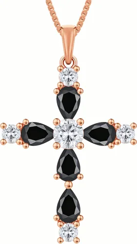 Miniatura 57 de YL Collar de cruz de plata de ley 925 con colgante de piedra natal religiosa para mujer