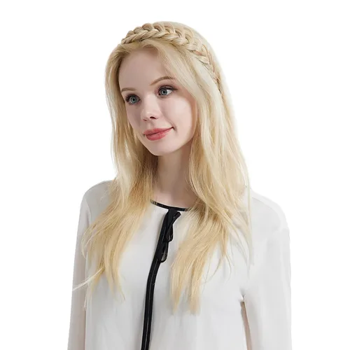 Miniatura 6 de Banda ancha trenzada para el cabello, accesorios para el cabello, banda elástica antideslizante para mujeres y niñas (A1002)